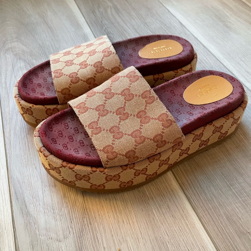 Gucci Monogram Platform Slides